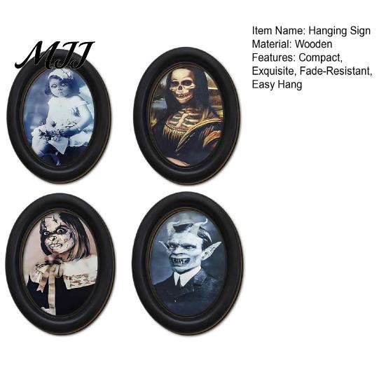 Retro Halloween Party Supplies Celebrity Landscape Oval Wall Sign, Vintage Gothic Print Hanging Plaque, Unique Gifts Wooden Frame Art Decor
