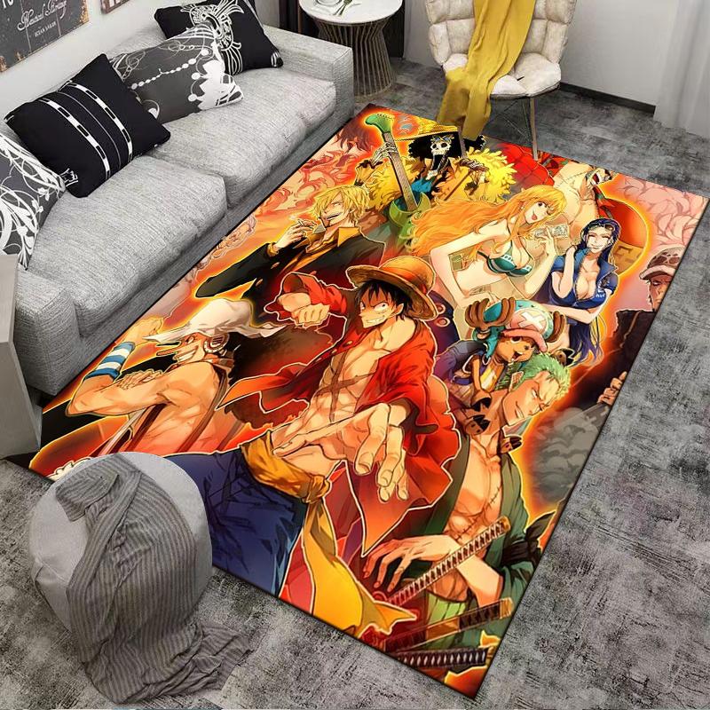 "Anime-Themed Carpet with Pirate Characters and Vibrant Colors" Suitable for use as an anti-slip for living room bedroom sofas