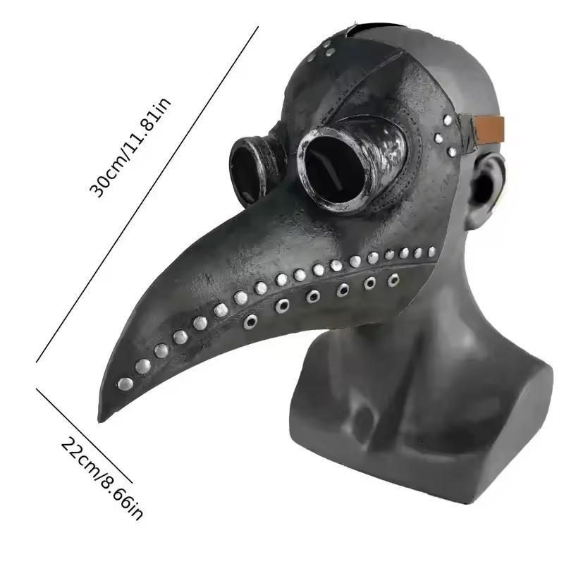 Medieval Plague Doctor Cosplay Costume for Halloween with Pointed Hat Cloak Bird Beak Mask and Hooded Cloak Cosplay Party