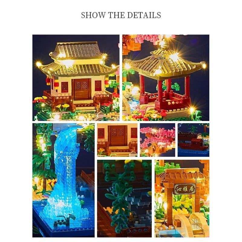 3320 PCS Blocks Tree House Diamond Building Garden Architecture Waterfall Light Bricks Christmas for Kid Over 12 Years Adult Gift