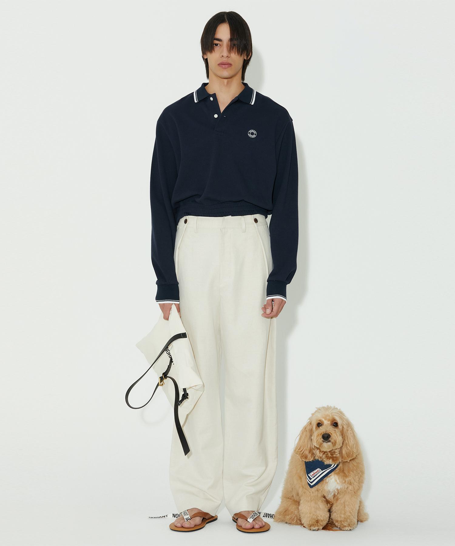 Logo Cropped Pique Shirt Navy Navy/L
