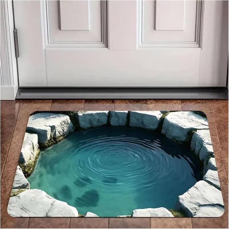 2D Print Crocodile Door Mat Cave Water Design Welcome Entrance Rug Pranks Visual Illusion Soft Non-Slip Doorway Decorative Mat