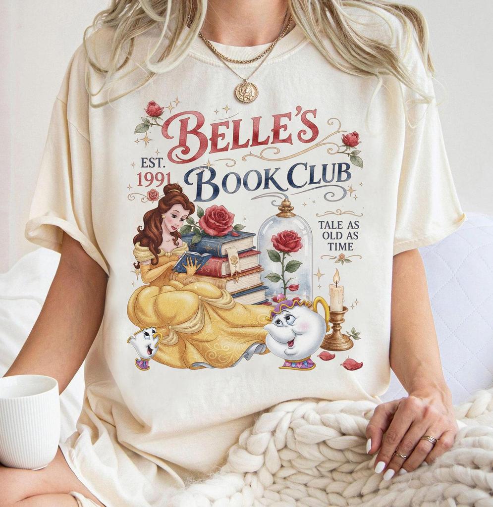 Vintage Belles Book Club Shirt, Tale As Old As Time Comfort Colors Tee, Princess Belle Book Lover Gift, Reader Graphic T-Shirt