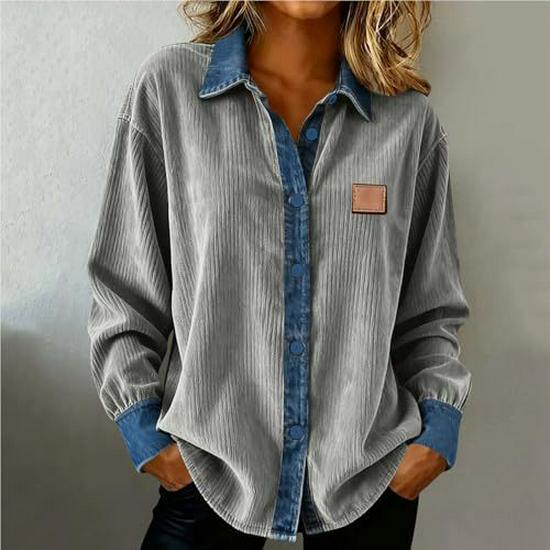 2026 Vår/Höst Unik 3D-rutmönstrad Långärmad Skjorta för Kvinnor - Europeisk & Amerikansk Stil