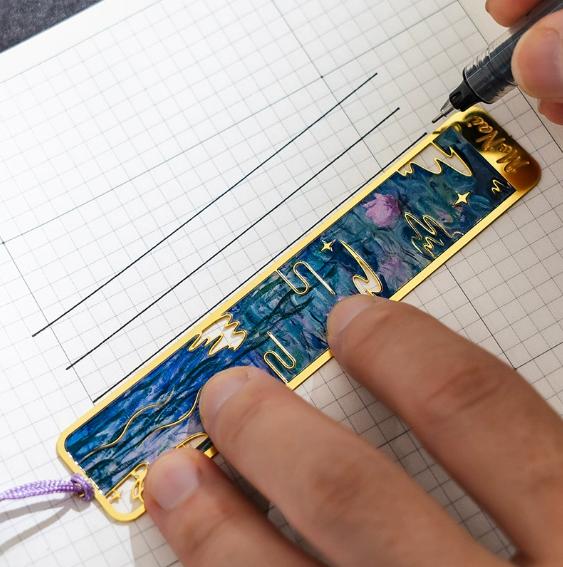 Vintage Ölmalerei Metalllesezeichen - Hohlgoldfolien-Quastenlesezeichen - Geschenk für Buchclubs und Buchliebhaber