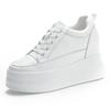 Fashion 9CM Air Mesh Genuine Leather Women Fashion Casual Shoes Platform Wedge Chunky Sneaker Women Summer Hidden Heel Vulcanize