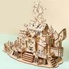 3D Halloween Haunted House Wooden Puzzle Ghost Tree with Light DIY Model Craft Kits Desk Decoration Toys Gift for Kids Adult