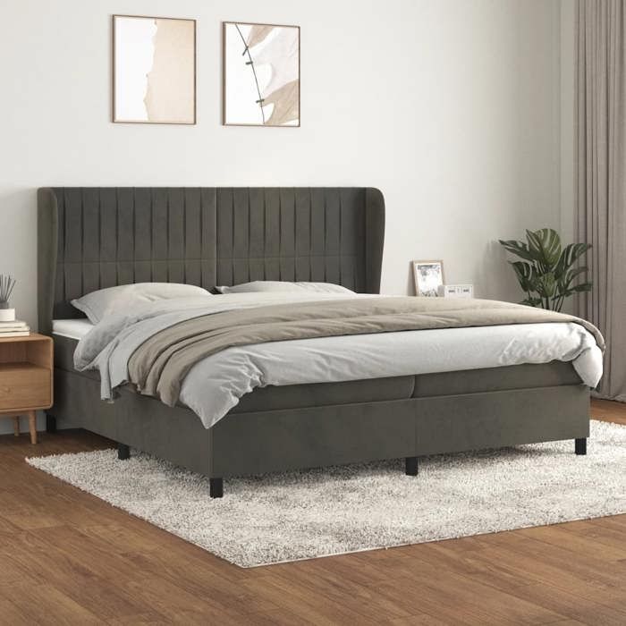 Maison Exclusive - Rete a doghe per letto e materasso Grigio scuro 200x200cm Velluto