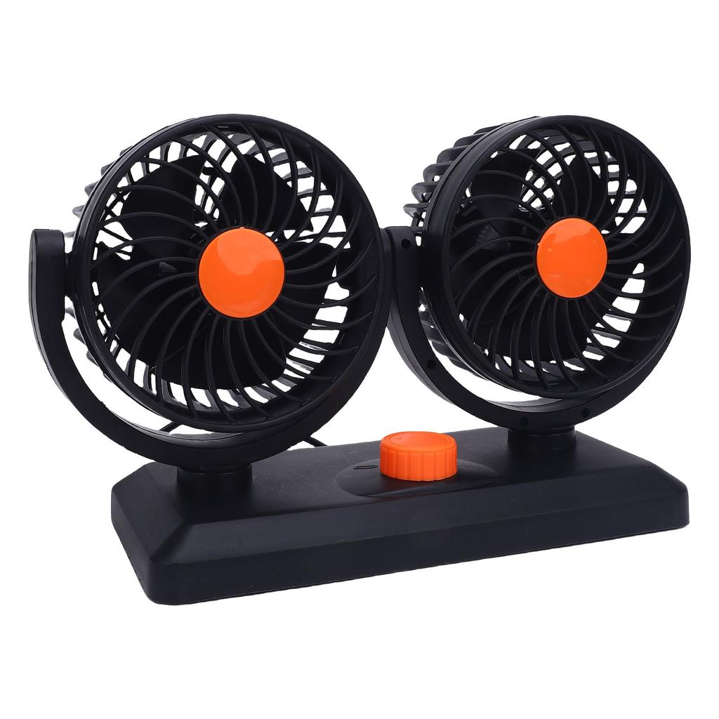 Doppelkopf-Autoventilator 2 Geschwindigkeiten 360 Grad drehbar Zigarettenanzünder-gespeister Autokühlventilator für SUV Wohnmobil LKW