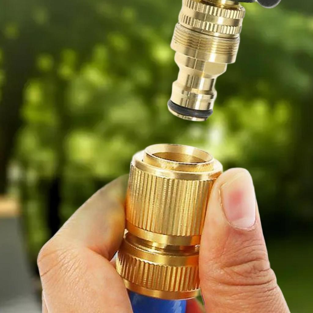 6pcs Garden Water Pipe Brass Fittings Quick Disconnect Garden Hose Connector 1/2-inch 3/4-inch 2-way Tube Watering Coupling