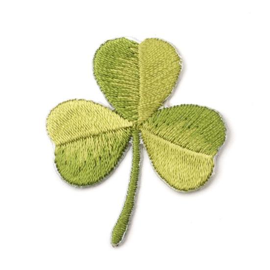 Yousheng Four-Leaf Clover Embroidered Applique, Irish Shamrock Patch, Iron-on Sew-on Applique for Clothes Bags Hats Decoration Repairing