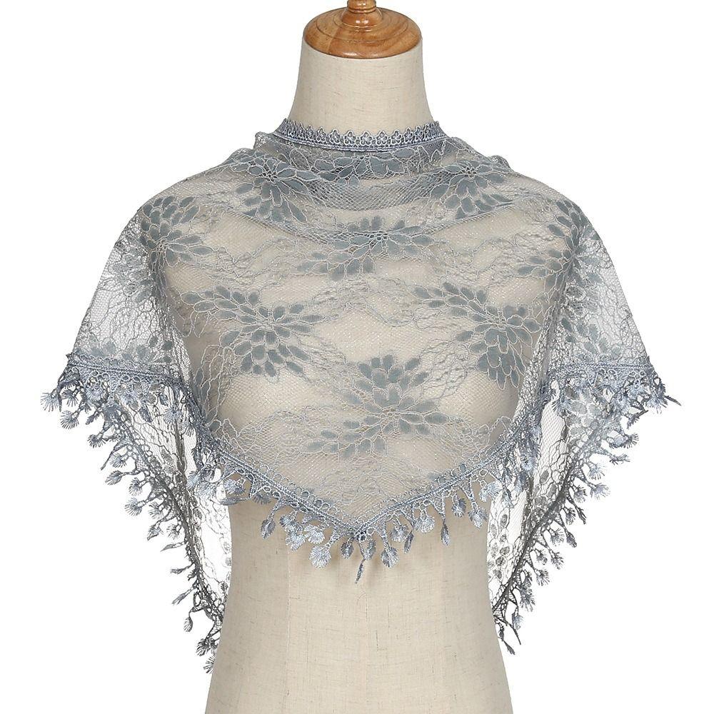 Thin Lace Flower Hair Scarf Shawl Vintage Triangle Head Scarf Bandanas for Women  Photography