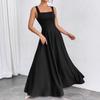 Summer Women's Dress Elegant Square Neck Long Dress Sleeveless Camisole Women's Dress Casual Solid Color Women's Long Dress