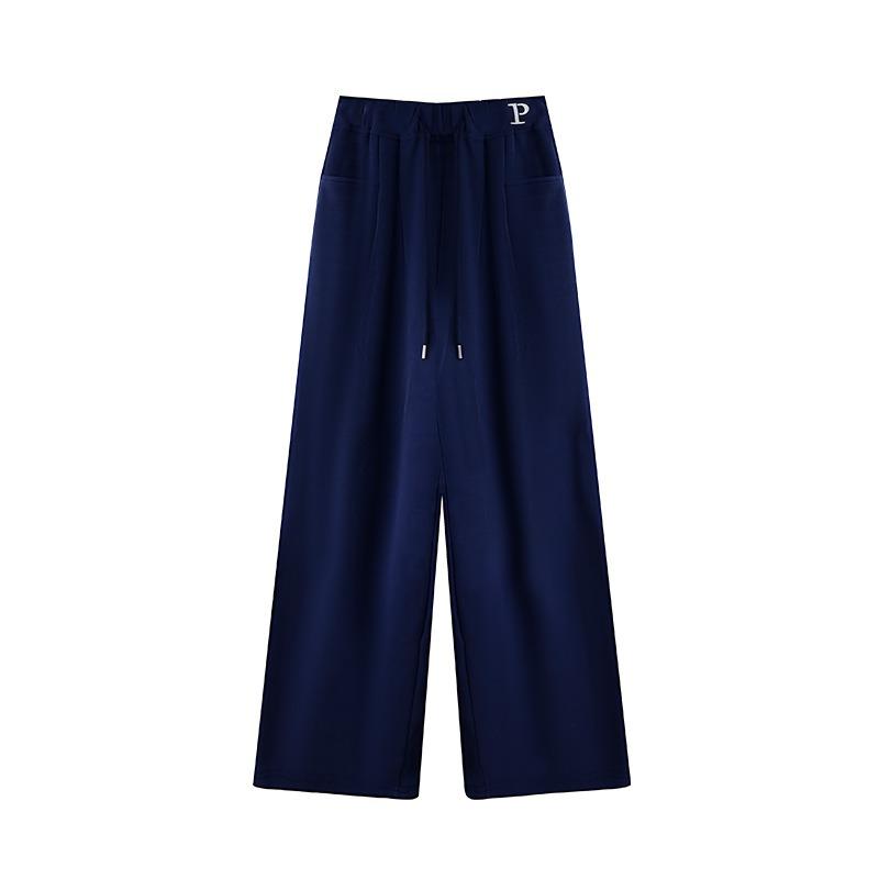 Embroidered wide-leg pants women's autumn new lazy wind high waist loose straight casual mopping long pants