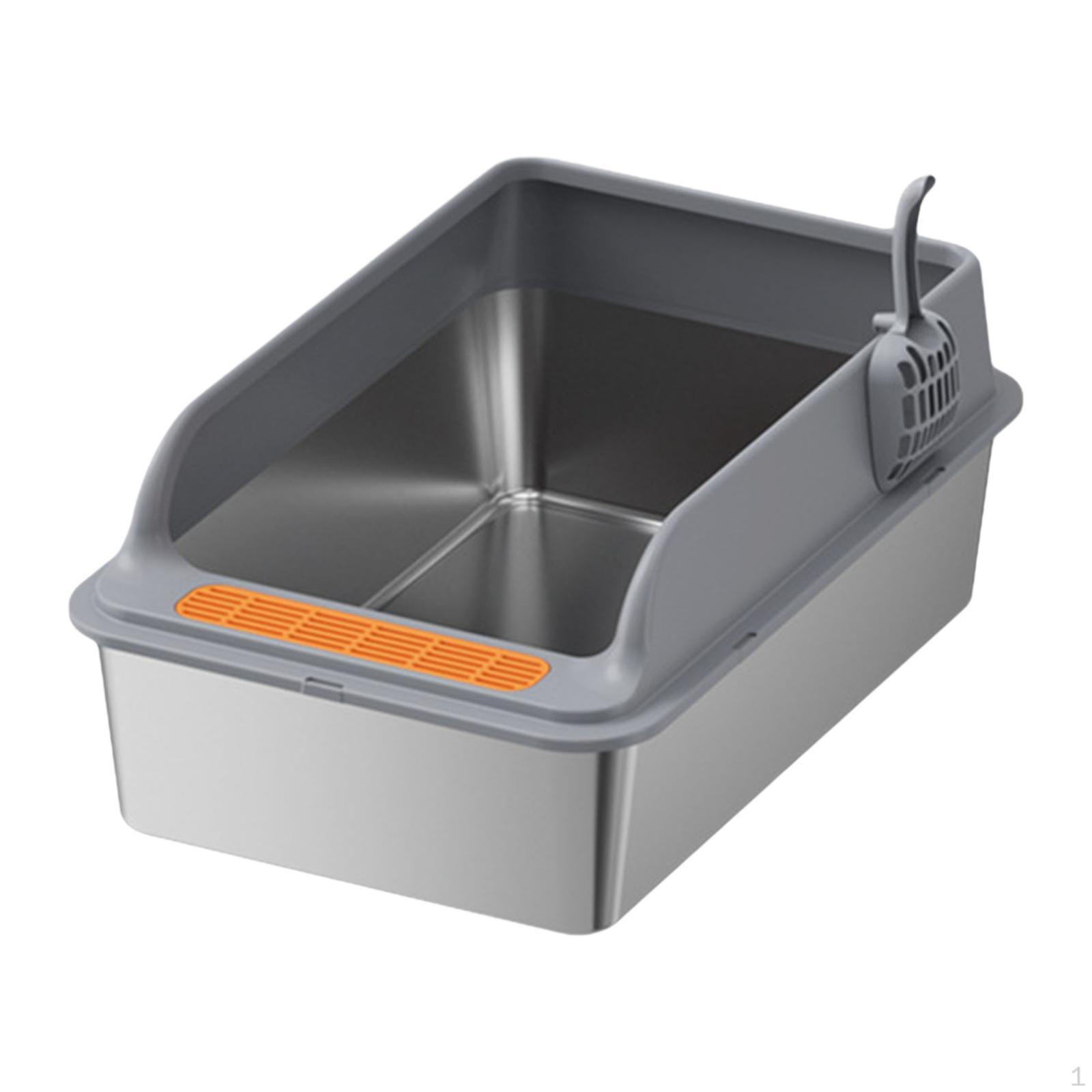 

Туалет для кошек с ложкой, открытый верх, полузакрытый лоток темно серый