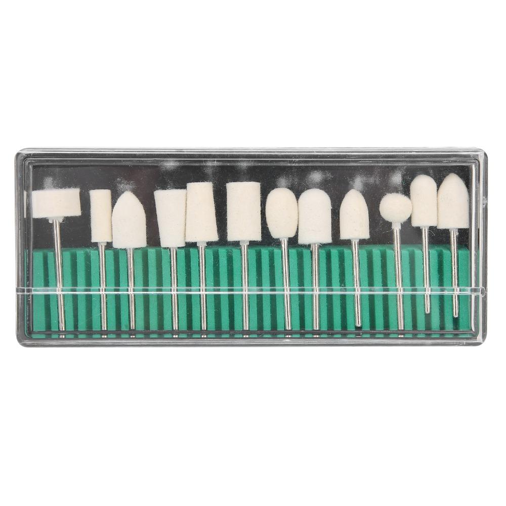 12pcs Premium Wool Felt Nail Drill Buffing Bit Wool Felt Nail Bits Gel Nail Surface Fine Buffing