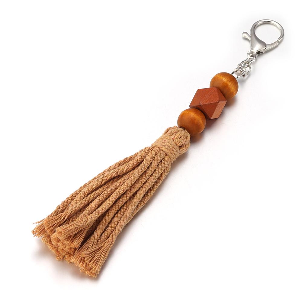 1Pcs 20cm Multicolor Handwoven Tassel Keychain Charm Acrylic Beads Key Chain For DIY Men Women Handbag Accessories Jewelry Gifts