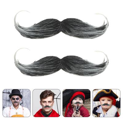 2pc Fake Mustache Halloween Simulation False Beard Party Masquerade Costume Performance Props Artificial Realistic Beard