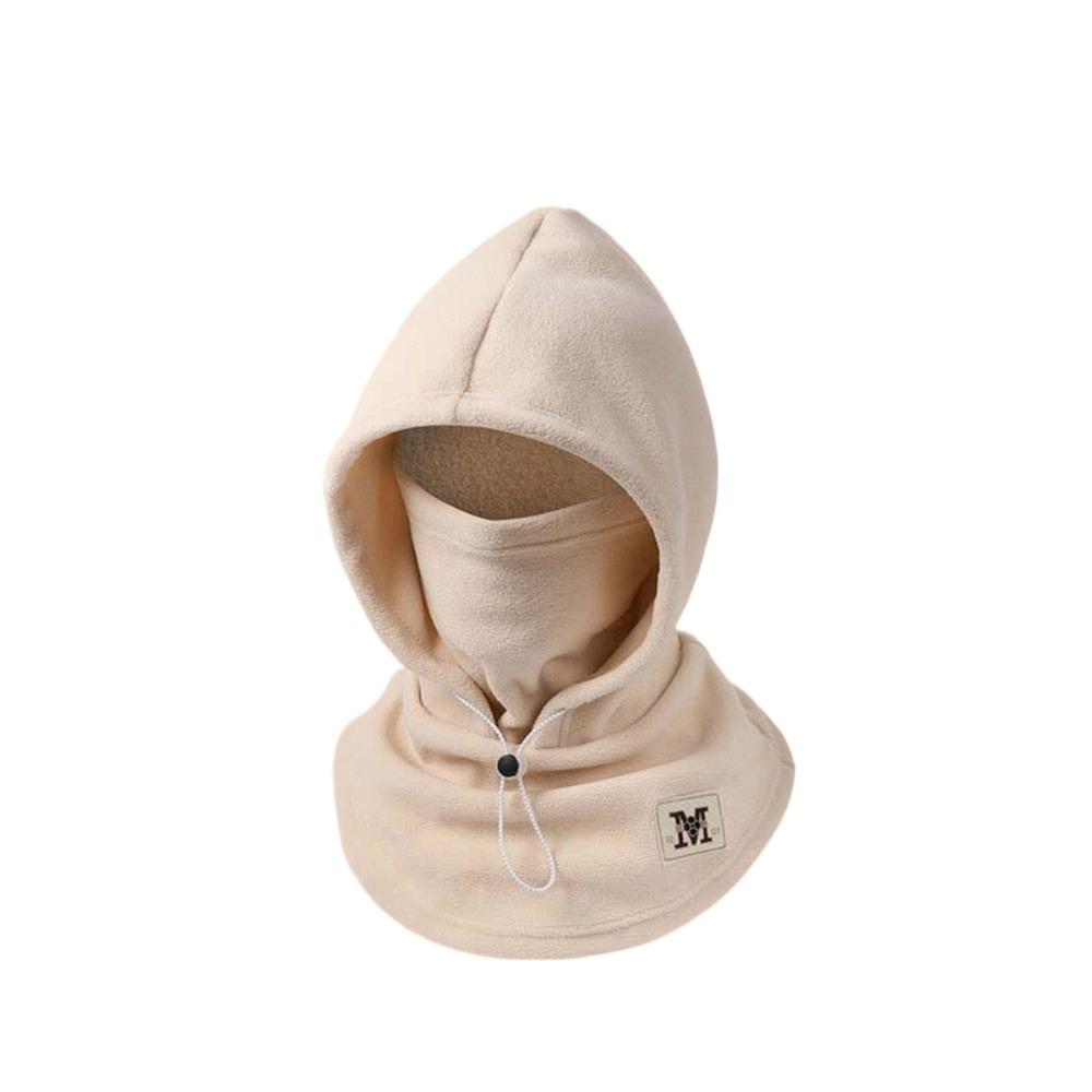 Warmer Hooded Neck Cap Drawstring Winter Pullover Cap Casual Fleece Balaclava Hat  Outdoor