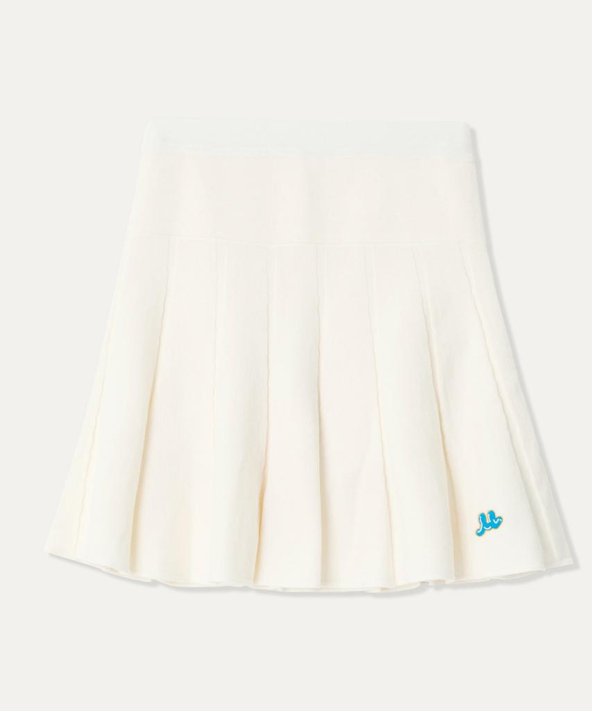 MAYOL M Embroidered Pleated Knit Skirt_Ivory
