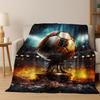 Green Black Football Field Stadium Art Flannel Blanket,Cozy Soft Throw Blanket for Home Bedroom Bed Sofa Picnic Cover Kids Gift