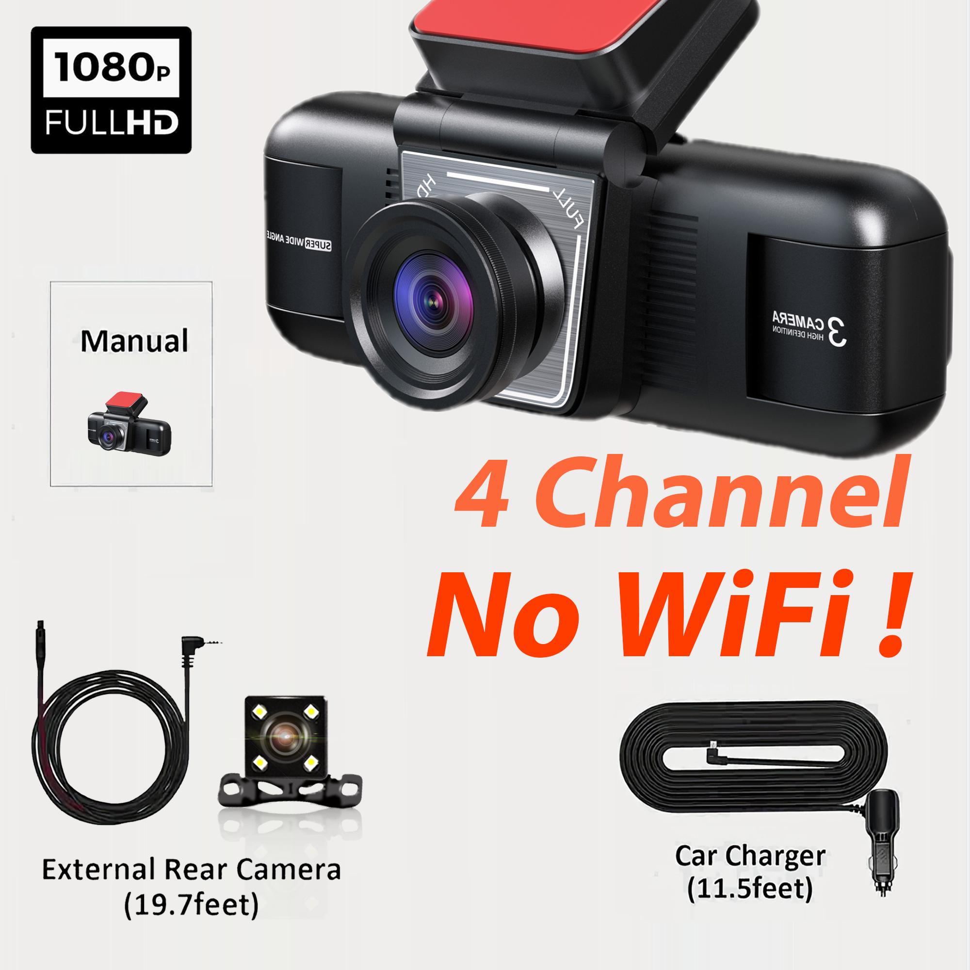 

Dash cam 4 Channel FHD 1080P Black Box Infrared Light Night Vision 170 Degree with Rear Lens Loop Recording car accessories No SD Card