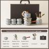 Ru Kiln Blue & White Lotus Luxury Automatic Tea Set - Business Gift for Leaders & Elders
