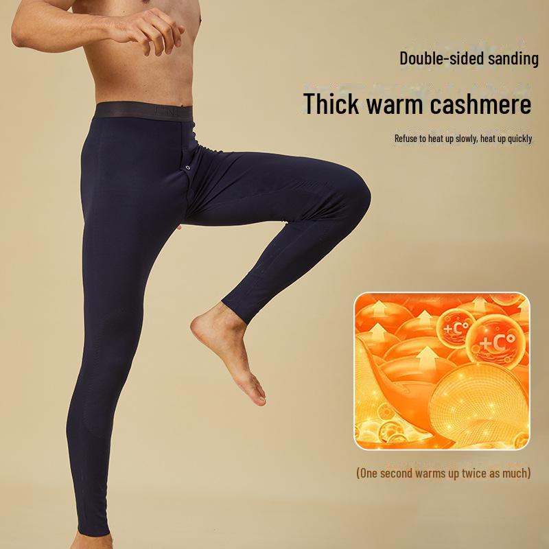 Men's Cashmere Silk Velvet Thermal Pants with Knee Pads