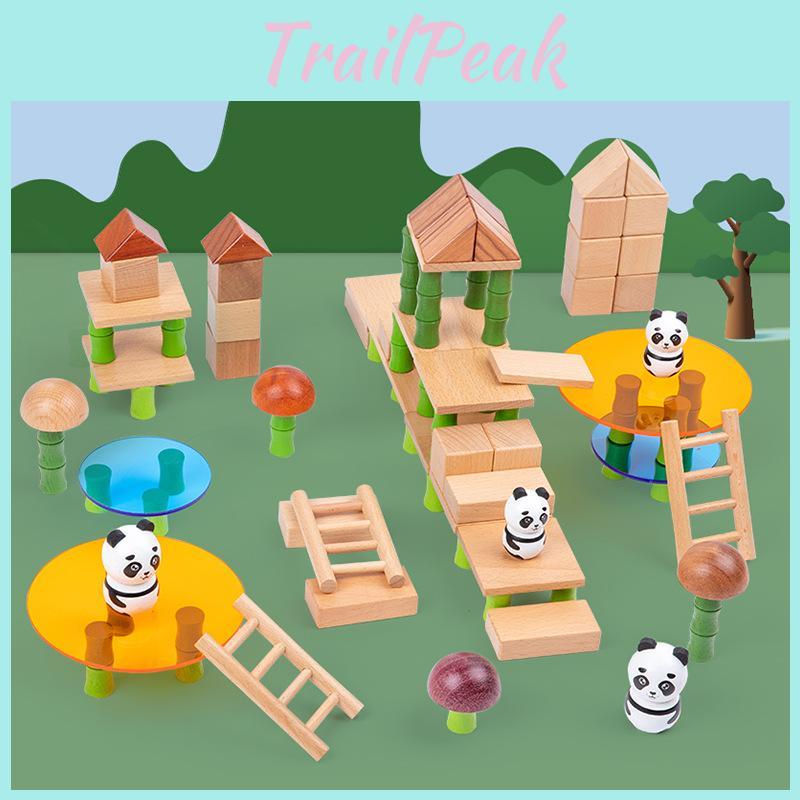 Panda Forest Bamboo Wooden Building Blocks For Kids Early Education Play Gift