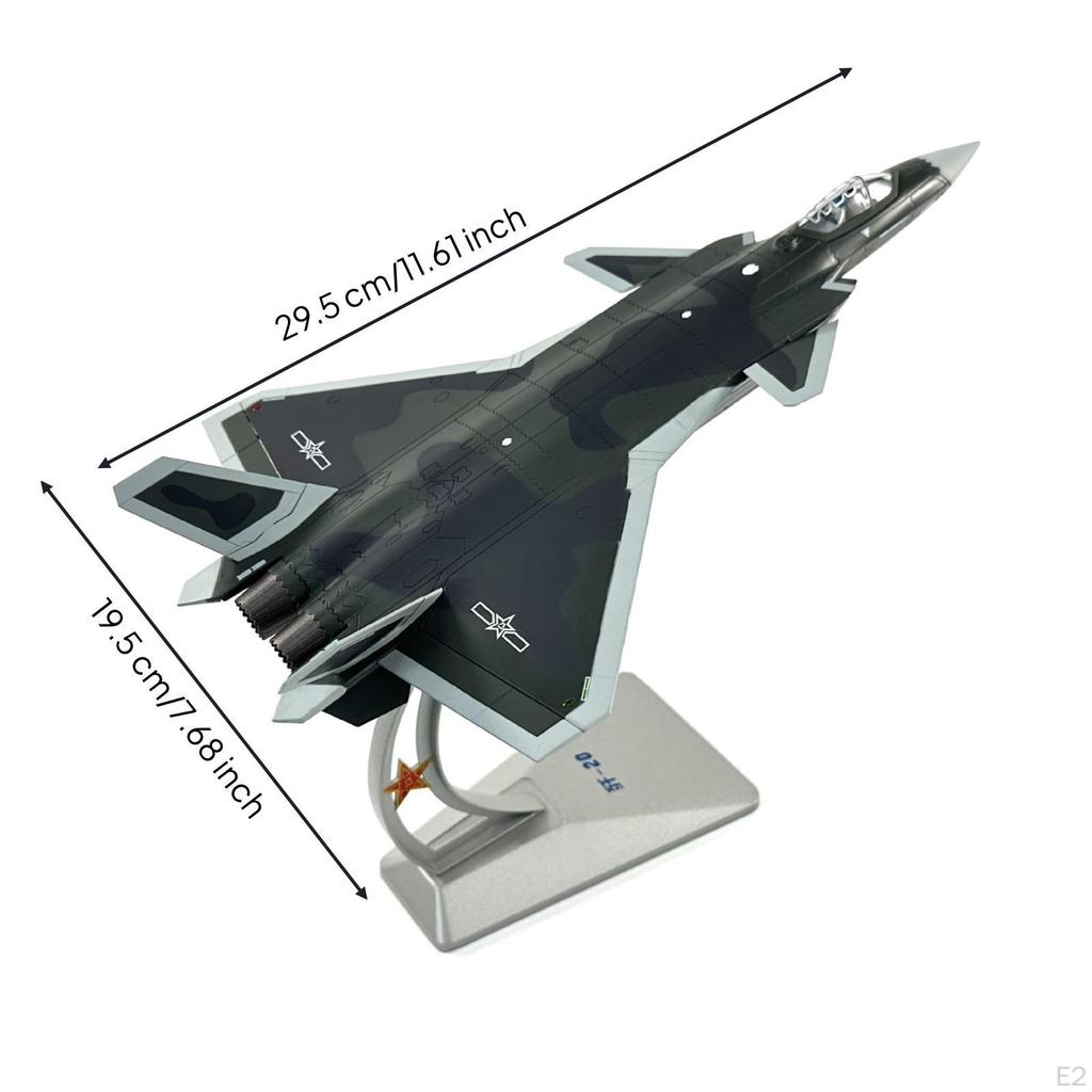 J20 Fighter Jet Model 1:72 Warplane with Stand Finished Display for Aviation