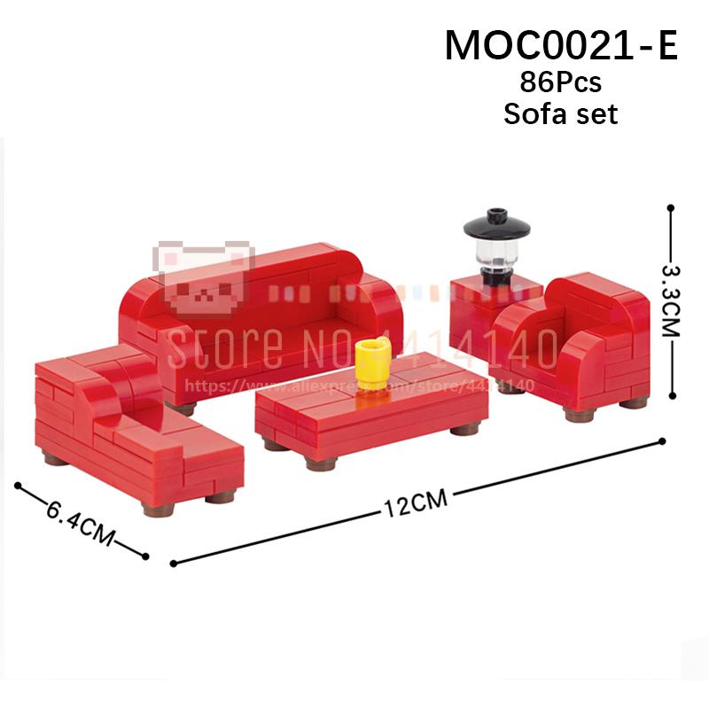 

Мебель для дома MOC Строительные блоки Городская сцена Сделай сам Кухня Кровать Диван Туалет Ванна Модель Украшение Сборка Кирпичики Игрушки Для Детей