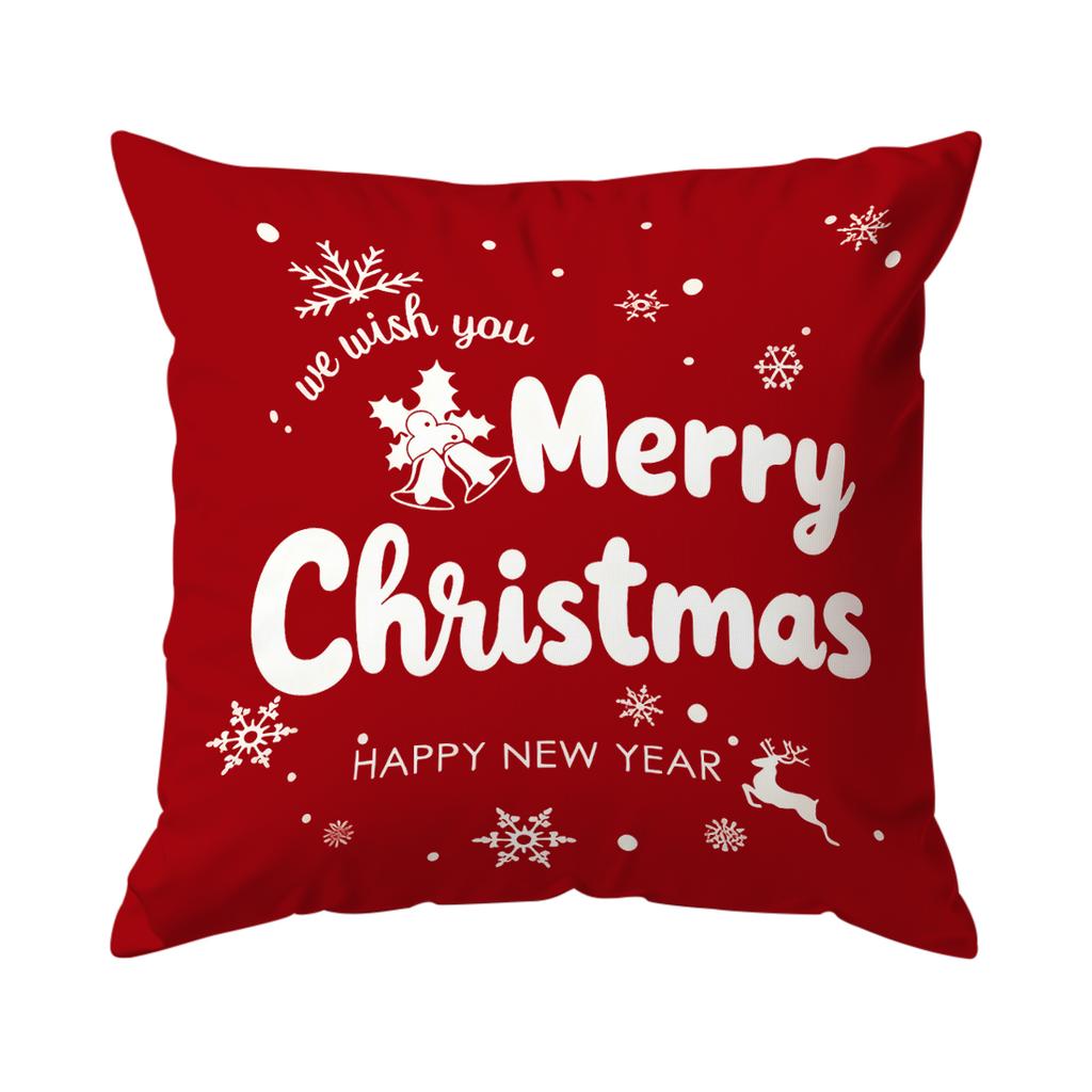 Red Christmas Decoration Pillowcase Printed Polyester 40/45/50Cm Throw Pillowcover Decorative Sofa Cushion Pillowslip Home Decor
