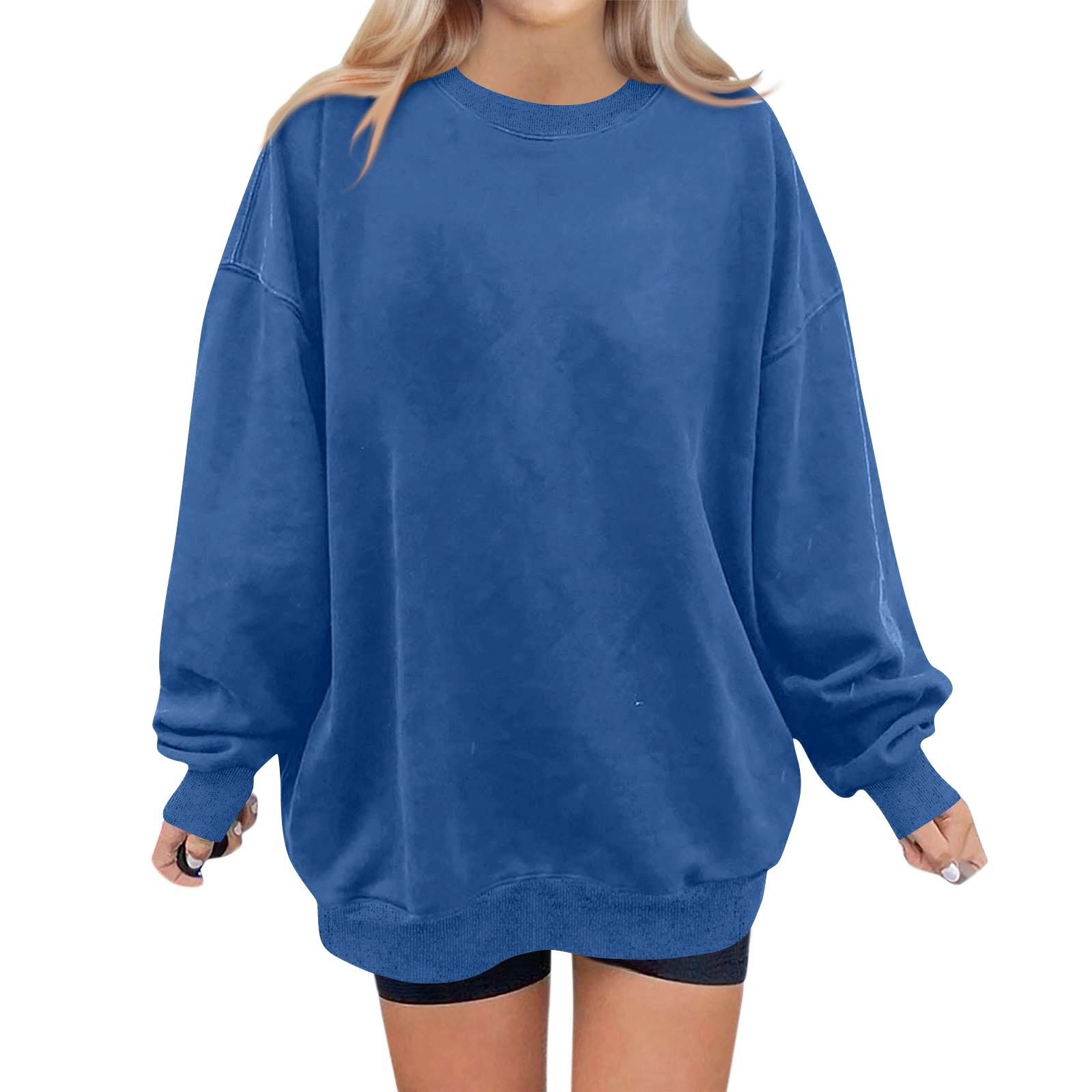 

Женская модная повседневная однотонная толстовка с длинным рукавом XXXL