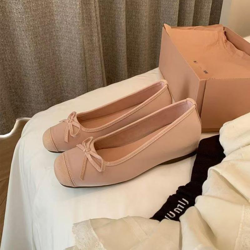 Shallow Flat-soled Single Shoes Summer New Color Matching Bow Women's Shoes Versatile Casual Doudou Shoes