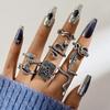 Dark Snake Pattern Ring, Punk Style Snake Animal Retro Exaggerated Ring Seven-piece Set
