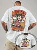 2025 Disney Halloween Mickey Mouse and Ghost Pattern Men's T-Shirt Pumpkin and Bat Design Ghost 100% Pure Cotton Printed T-shirt