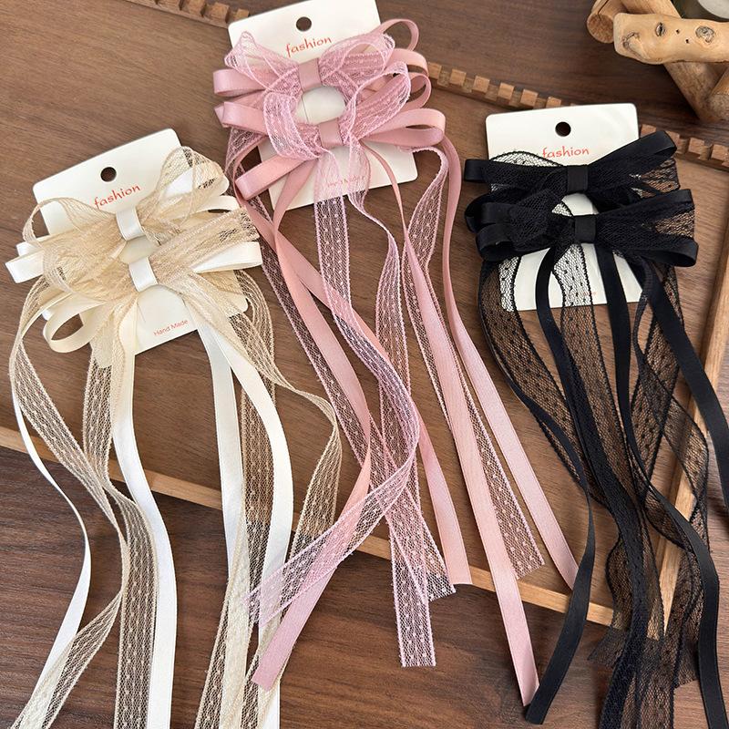 2Pcs Ladies' Hair Clips Set Cute Lace Ballet Style Bow Ribbon Sweet Hair Pin Headwear High Quality Versatile Hair Accessories