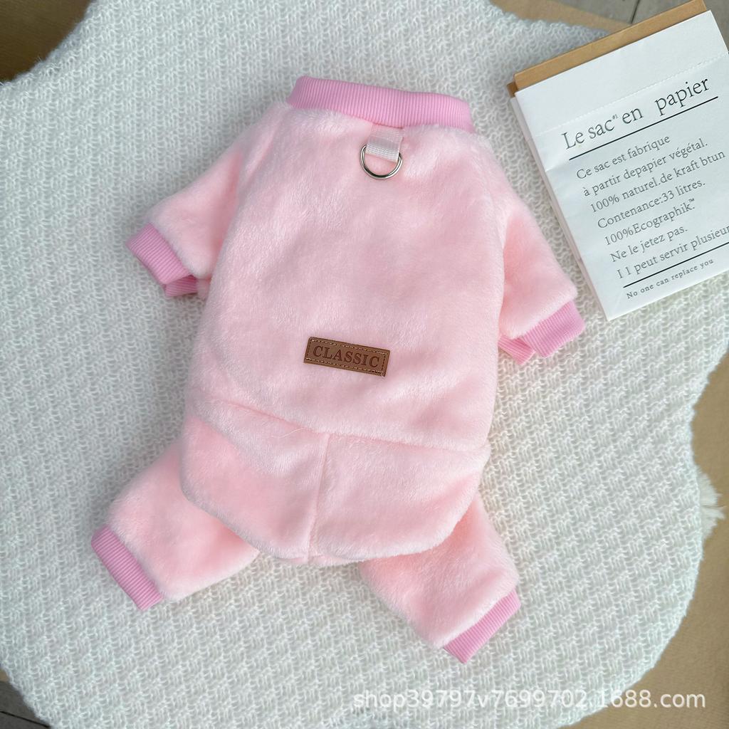 Pet Clothing Dog Four-legged Clothing Autumn and Winter Fleece Thickened Warm Pet Cat Clothes Cute Going Out