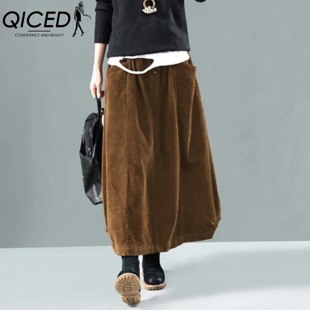 

QICED Женские модные повседневные однотонные брюки с принтом на лето и весну L кофейный