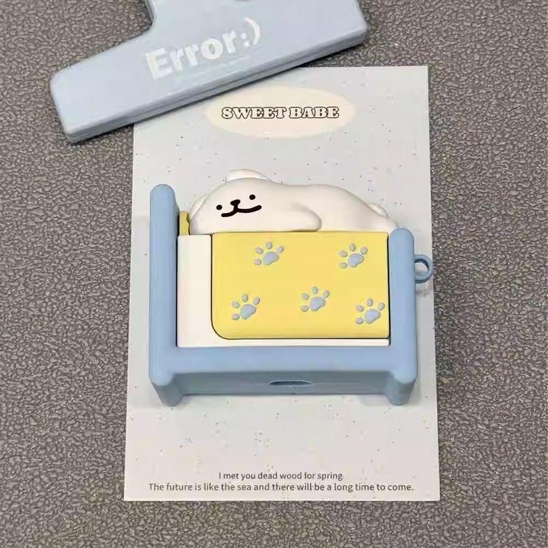 

для наушников Huawei Freeclip Чехол Freebudspro3 Bluetooth Защитный Чехол Freebuds6i/Нишевый Стиль/5 Силиконовый SE2 Мультяшный Ударопрочный Мягкий Чехол Tide Huawei Freebuds 6 Blue bed line Dog + Hook