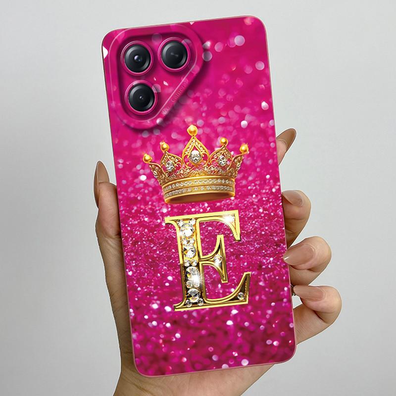 For Tecno Pova 7 Neo Phone Case Crown Initial Letters Liquid Silicone Dustproof Full Protection For Tecno Pova 7Neo Funda Coques