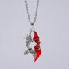 Hip-hop Punk Red Skull Cross Thorny Heart-shaped Pendant Sliver Color Chain Necklace for Women Halloween Party Goth Jewelry Gift