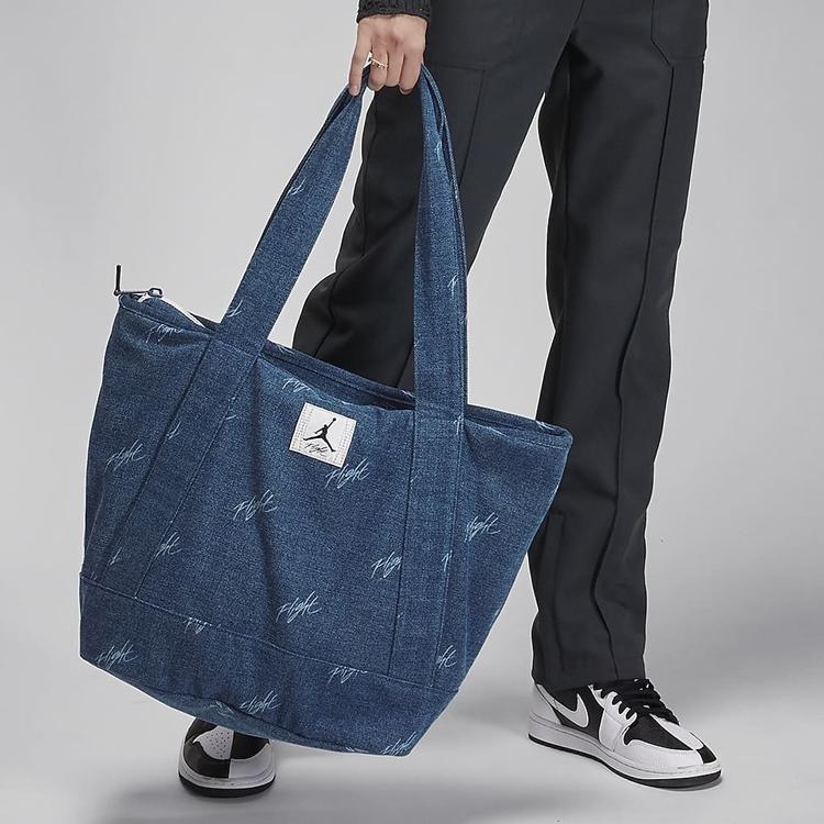 New Jordan Flight Cotton Tote Bag, Shopping Bag, Shoulder Bag Unisex Denim Blue HF7297-416