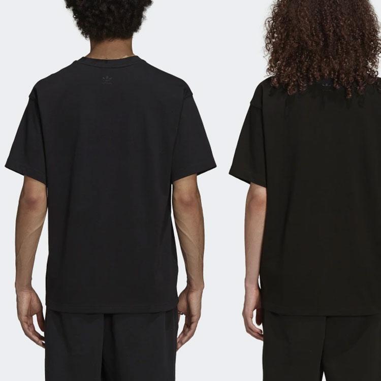 Adidas Originals Trefoil X Pharrell Williams Collaboration Solid Round Neck Short Sleeve Tee Unisex Tops Black HB8817