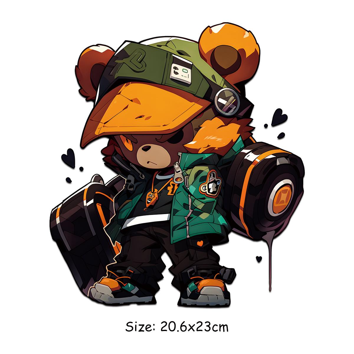 

Уличная одежда с медведями, утюг для переноса цветов, Тедди, теплопередача, аксессуар для одежды, нашивка «сделай сам», футболка в стиле хип-хоп, наклейка