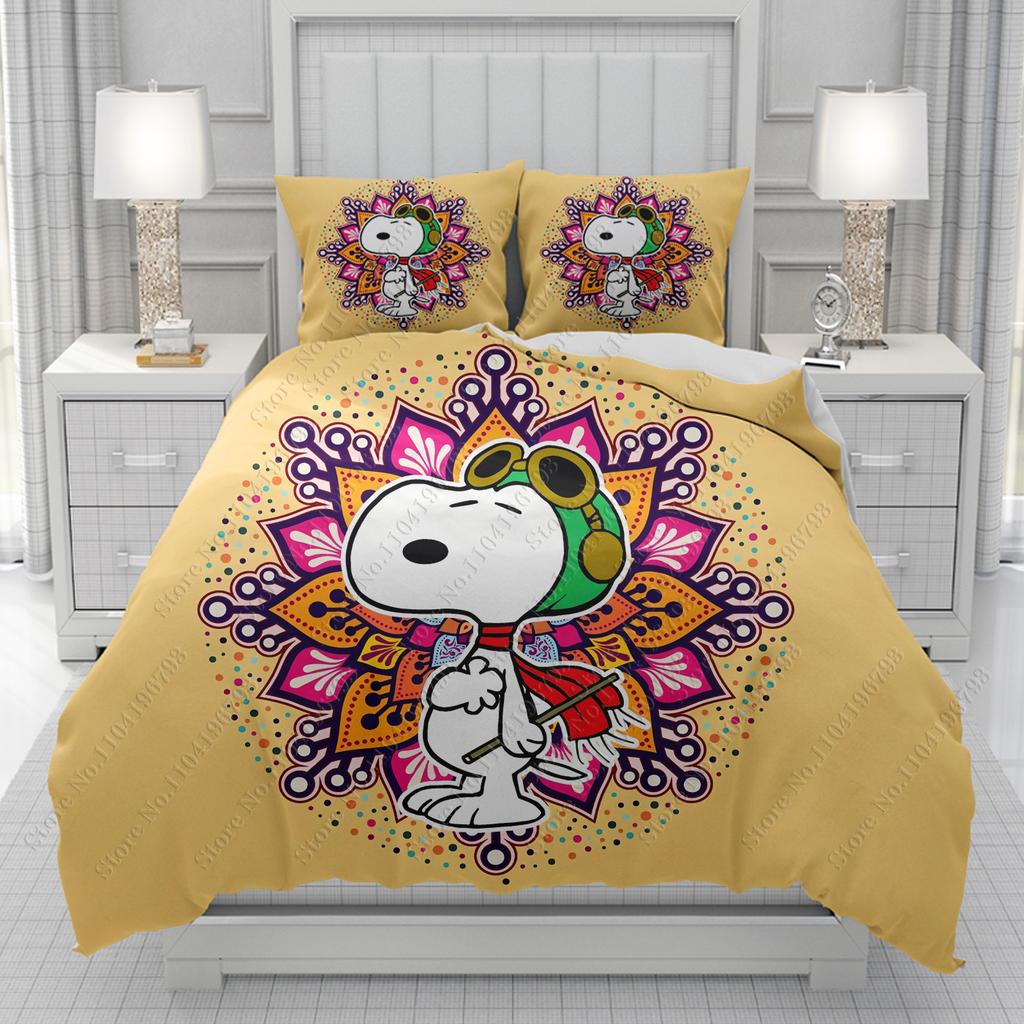 Snoopy 3D Duvet Cover Men women/Children KID Printing Disney Cartoon Bedding Set  Comforter Bed Soft