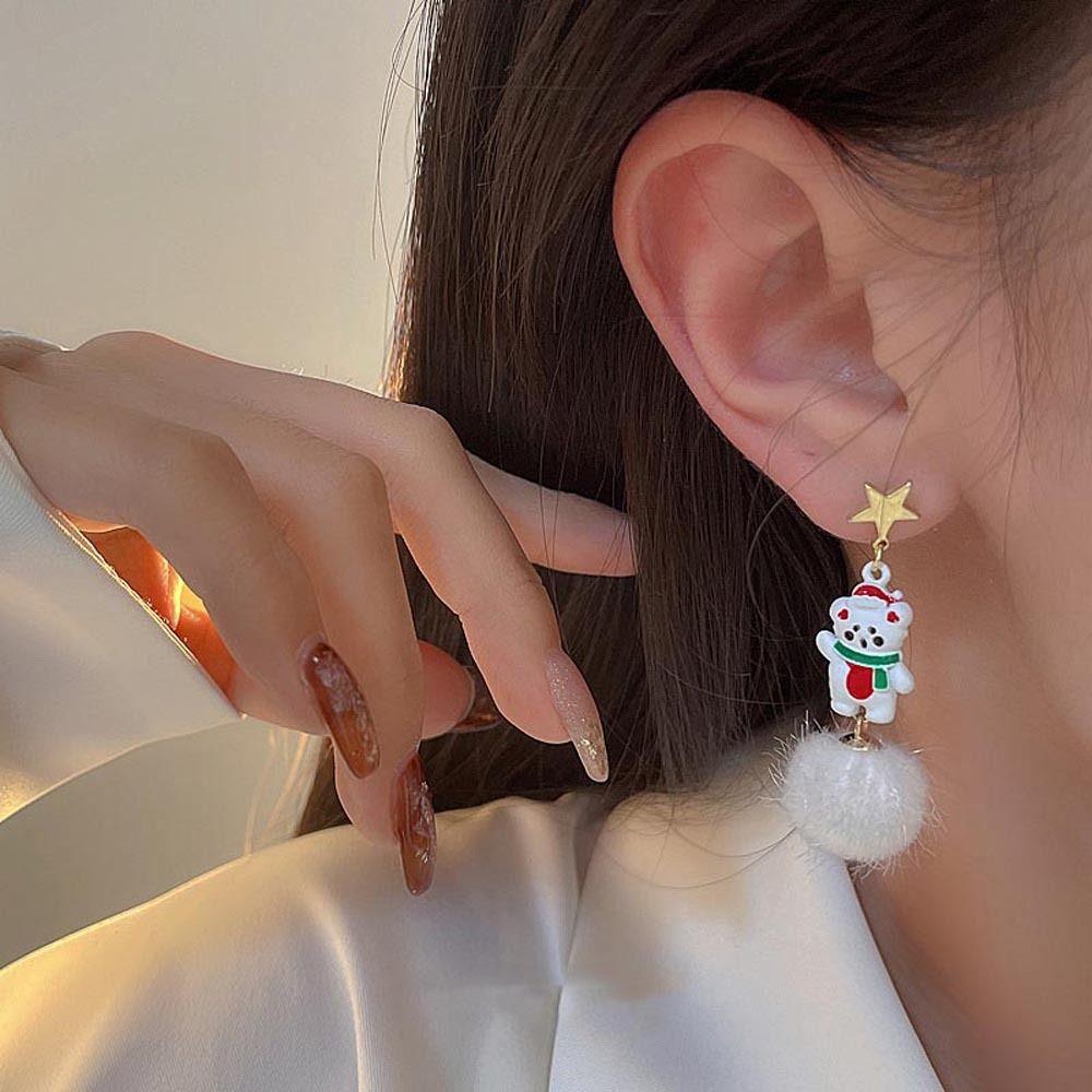 Tree Bear Bow Elk Snowflower Drop Earrings Santa Claus Dangle Earrings Christmas Stud Earrings
