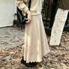 Maternity Knit Skirt Vintage Floral Hollow High Waist A-line Slim Fit Women
