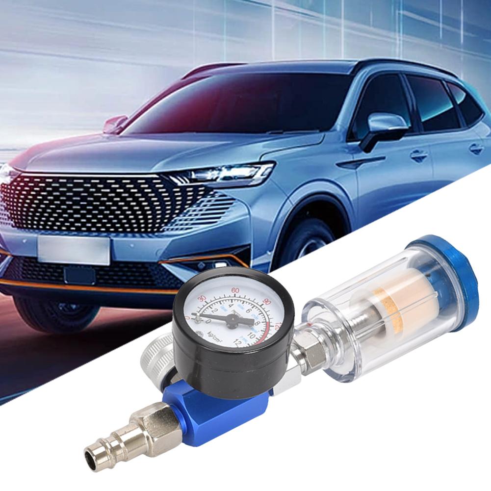 HVLP Sprayer Air Regulator Pressure Gauge +In-line Water Trap Filter JP/EU/US Adapter Air Pressure Regulator Gauge for Airbrush