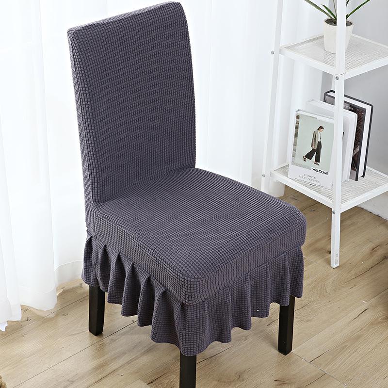 Thickened Corn Velvet Chair Cover Dining Chair Cover Simple Hotel New Skirt Seat Cover Knitted Chair Cover Joint